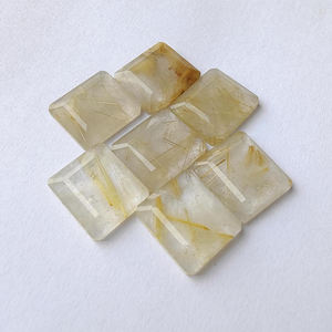 Piedra Preciosa Natural de Rutilo Dorado, Corte Cuadrado en Tableta, Calibrada con Reverso Plano para Fabricación de Joyería, Venta al Por Mayor - Product Image 2
