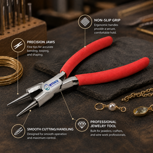 Pince à bec rond professionnelle pour la fabrication de bijoux, outil de pliage de fil de précision avec poignées ergonomiques antidérapantes - Product Image 6