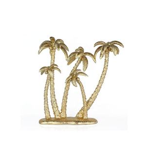 Gold Plated Palm <b>Tree</b> Sculpture <b>Tabletop</b> Decor Coastal Style Handmade Art Figure for Living Room - Product Image 1