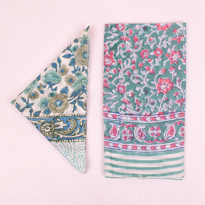 Hermoso Pañuelo Cuadrado de Algodón Estampado a Mano para Mujer, con Diseño Floral Multicolor, Estilo Boho - Product Image 1