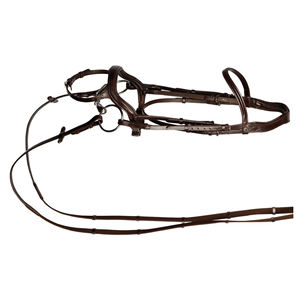 บังเหียนม้าหนังสวีเดนคุณภาพพรีเมียม Kostolany แบบสายเดี่ยว ปรับได้ พร้อมสายรัดจมูกแบบ Crank และสายคาดหน้าผากแบบมีแผ่นรอง สำหรับฝึกซ้อมและการแสดง - Product Image 3