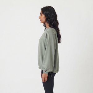 <b>Women</b> <b>Windbreaker</b> Oversize Sweatshirt Heavy Weight Baggy Nylon Street Winter Wear Long Sleeve Drop Shoulder O-Neck Sweatshirt - Product Image 3