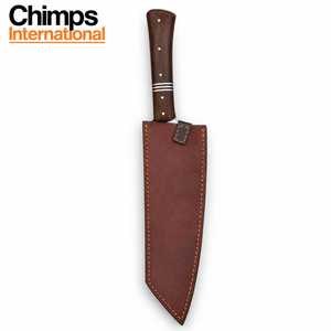 Cuchillo Nakiri de Acero Damasco Japonés Forjado a Mano con Mango de Madera, Acabado de Alto Brillo, Ambidiestro, Moderno, de Chimps International - Product Image 6