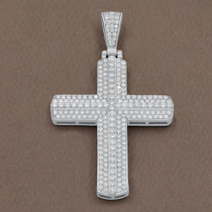 Silver/Platinum Plated Alloy Cross Pendant Brilliant Cut Diamonds Channel Set Religious Unisex Charm SV JEWELS IGI Certified - Product Image 4