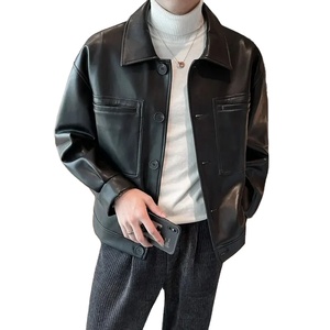 100% Material de cuero de manga larga ropa de calle profesional gran oferta Hombres Nuevo diseño chaqueta de cuero chaqueta con capucha de piel para hombres - Product Image 1