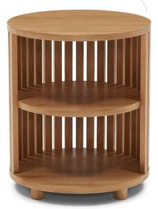 Modern Round Wooden <b>Bedside</b> <b>Table</b> Nightstand Cabinet with Display Shelves for Bedroom Living Room Housewarming Tabletop Use - Product Image 4