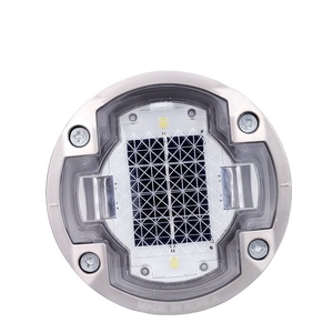 Marqueur routier solaire LED rond IP68 pour extérieur, en aluminium, pour guidage et avertissement des voitures, à installer sous le pavé - Product Image 1