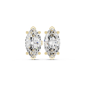 Marquise Cut Diamond Stud Earrings in Solid Gold or Sterling Silver Elegant Six Prong Setting Gemstone Jewelry for Women - Product Image 5