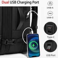 Sac à dos de voyage extensible à compression sous vide avec pompe à air automatique à un clic, étanche, double ports USB, vente en gros pour les voyages en plein air