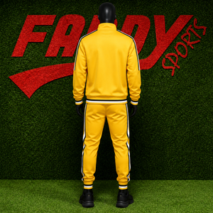 Ensemble de survêtement tendance 2026 pour homme, jaune rayé, 2 pièces, coupe ajustée, avec fermeture éclair, pour le jogging, la gym et l'entraînement sportif - Product Image 3