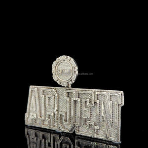 Personnalisé Glacé Grand Nom Plaque Pendentif Diamant Lettre Initiales Personnalisé Bling Numéro Bali Nom pour Femmes Bijoux - Product Image 4