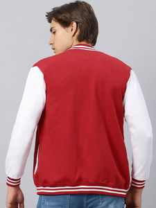 เสื้อแจ็คเก็ตเบสบอลทรงบอมเบอร์สำหรับผู้ชาย แบบวิทยาลัย  โลโก้ด้านหน้า ระบายอากาศได้ดี ผลิตจากโพลีเอสเตอร์ แขนยาว กันลม - Product Image 4