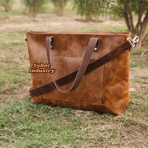 Sac fourre-tout en cuir de vachette véritable Heritage, sac à bandoulière vintage portable en cuir véritable - Product Image 5