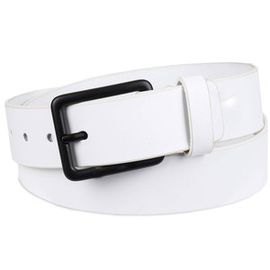Cinturón Casual Blanco de Cuero Vacuno con Hebilla Cuadrada de Aleación, Diseño de Color Sólido, Ecológico, 1.5 Pulgadas de Ancho para Uso Diario - Product Image 1