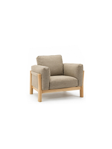 Sillón Escandinavo de Tela con Estructura de Madera, Respaldo Acolchado Suave, Asiento Individual para Sala de Estar, Hotel, Villa, Apartamento - Product Image 2