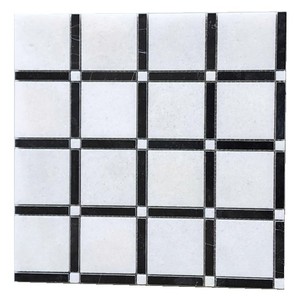 Carrelage mural moderne carré 63 mosaïque, poli noir et blanc, pour salle de bain, résistant à l'eau, design contemporain - Product Image 3