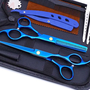 Professional Hair Styling Tools <b>Set</b> Blue Metal Scissors Comb Clipper Kit Durable <b>Barber</b> Salon Equipment - Product Image 3