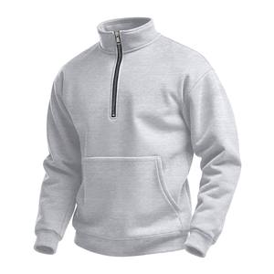 Sweat-shirt streetwear épais en maille gaufrée, col montant zippé, texture micro-gradée - Product Image 5