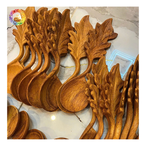 Wooden Flower Shape Soup Spoon With Long Handle Creative <b>Teaspoon</b>, Eco-Friendly Durable Acacia Wood Spoon Wooden Coffee Spoon - Product Image 6