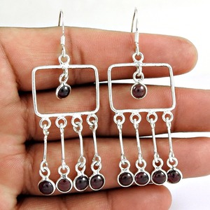 Joyería para Mujer para Fiestas, Hecha a Mano con Plata de Ley 925, con Gemas de Granate en Forma Redonda Múltiple, Estilo Boho, a un Precio Razonable - Product Image 1