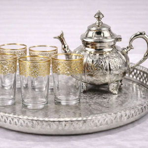 Best selling Moroccan Tea Set 6 glasses one tray one <b>teapot</b> in gift box - Product Image 1