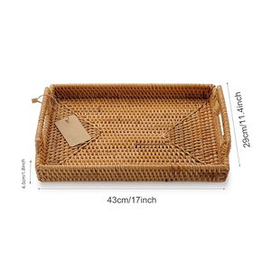 Premium Quality Wholesale Price Rattan <b>Woven</b> Serving Tray Holder Wicker Storage Snacks Usage Tray Multipurpose Decoration Tray - Product Image 6