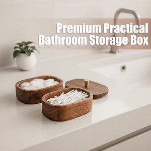 Acacia Wood Eco-Friendly Modern Multifunction Bathroom <b>Storage</b> Jars Double-Layer Canisters for Cotton for Floss Picks Home - Product Image 6