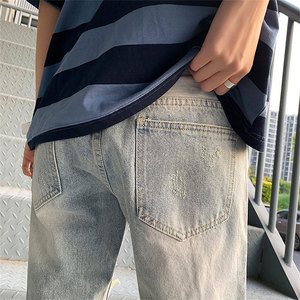 Pantalones Cortos de Mezclilla Rotos para Hombre, Estilo Casual, Cintura Media, Tejido de Algodón Transpirable, Estilo Urbano - Product Image 5