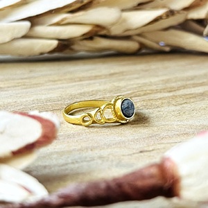 Bague Bohème en Laiton Plaqué Or 18 carats pour Femme, Motif Corail Bleu Tendance, Bijoux Gothiques Célestes Phases de Lune, Vente en Gros/OEM/ODM - Product Image 3