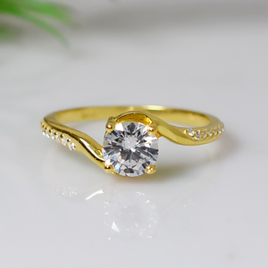 Natural Round Shape <b>Ring</b> <b>Set</b> with Cubic Zirconia Accents 925 <b>Sterling</b> <b>Silver</b> Wedding Engagement <b>Ring</b> <b>Set</b> for Women - Product Image 4