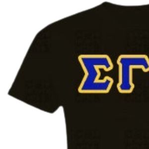 Camiseta Sigma Gamma Rho Negra con Letras Griegas, Azul, Informal para Mujer, Camiseta de Sororidad, Manga Corta, con Gráficos, Personalizada con Letras Griegas - Product Image 3