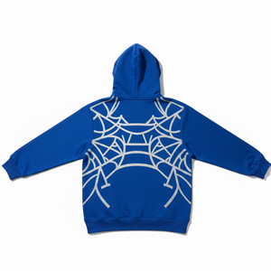 Sudadera con capucha prémium para hombre, con logotipo personalizado, estampado de telaraña en relieve, forro polar, estilo urbano, proveedor de sudaderas. - Product Image 3