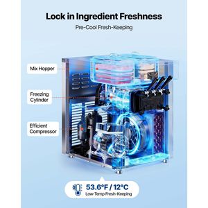 Machine à glace molle professionnelle 2200W à 3 saveurs, modèle de comptoir, rendement 20-28L/H avec 2 bacs de 6L, Série 2020 - Product Image 2