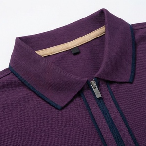 Chemise décontractée pour homme en piqué 100 % polyester bleu marine à manches courtes, respirante, infroissable, coupe classique, design tricoté uni - Product Image 4