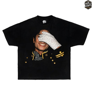 Camiseta Deportiva Negra Extra Grande para Hombre con Estampado de Michael Jackson, Manga Corta, Cuello Redondo, Estilo Urbano, Jersey de Algodón - Product Image 1
