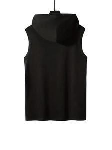 Débardeur sans manches à capuche classique pour hommes, bordeaux, décontracté, style athlétique, respirant, coupe régulière, gym, activités de plein air - Product Image 2