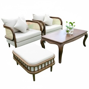 Vietnam Origin OEM Brand Coffee Table Customized Outdoor Furniture Walnut/Oak Frame <b>Rattan</b> <b>Sofa</b> Set with Comfortable Cushions - Product Image 5