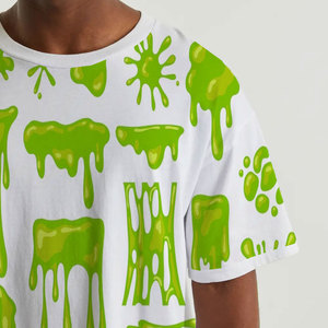 Men's White O-Neck Short Sleeve T-Shirt Green <b>Slime</b> Print Pattern Casual Plus Size Knitted Polyester/Cotton Anti-Wrinkle - Product Image 5