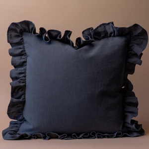 100% Cotton Woven Solid/Striped Ruffle Pillow Covers | <b>Throw</b> Cushion Covers Removable Washable Zipper Closure | Europe Decor - Product Image 5