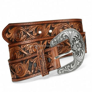 เข็มขัดลำลองหนังเทียมคุณภาพสูงสำหรับผู้ชายและผู้หญิงหัวเข็มขัดโบราณสลักลายดอกไม้มีสไตล์ทำตามสั่งทุกขนาด - Product Image 6