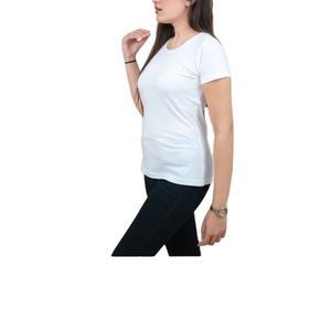 Camiseta básica personalizada, camiseta para mujer con estampado en blanco, camiseta ajustada, Camiseta de algodón liso con cuello redondo, proveedor para mujer de BD - Product Image 1