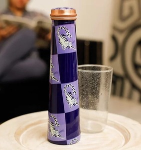 Botella de Agua de Cobre con Patrón de Tigre Morado, Tapa con Pajita, Libre de BPA, Ecológica, Anticorrosiva, Apta para Lavavajillas, para Viajes, Senderismo y Actividades al Aire Libre - Product Image 3