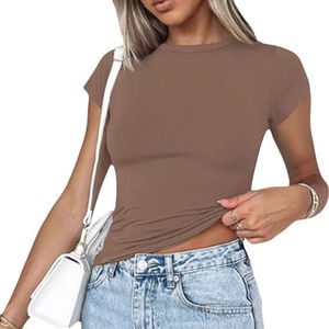 Camiseta Corta de Algodón para Mujer, Moda de Verano, Manga Corta, Corte Ajustado, Ropa Casual, Fabricante, Precio Económico, Venta al Por Mayor OEM - Product Image 2