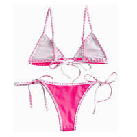 Set Bikini Dua Potong Berpayet Motif Paisley Hewan, Bahan Lembut Cepat Kering dengan Logo Depan untuk Wanita (Grosir)