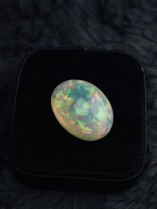 Opale de feu éthiopienne naturelle, cabochon ovale, multicolore, chatoyante, pierre précieuse non traitée pour la joaillerie - Product Image 6