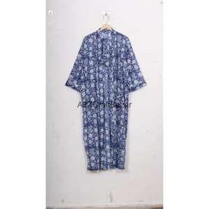 Bata Kimono 100% Algodón con Estampado Floral para Mujer, Ropa de Noche de Verano, Vestido de Playa, Bata con Logo Trasero - Product Image 2