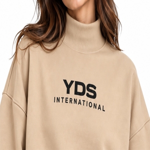 Sudadera Casual de Cuello Alto para Mujer, Sudadera de Manga Larga de Color Sólido para Hombre, Ajuste Holgado, Tejido de Algodón, Color Sólido, Ropa Casual de Calle para Otoño - Product Image 4
