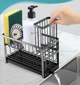 OEM/ODM Vietnam 2 Tier Sink Caddy Organizer with <b>Draining</b> Tray Dish <b>Brush</b> Sponge Holder Kitchen Storage Rackd - Product Image 4