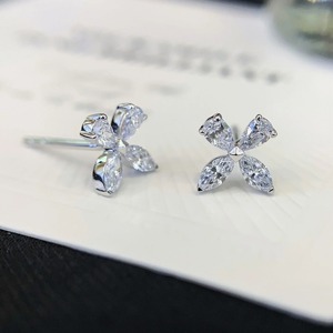 Pendientes de Moissanita en Forma de Flor, Corte Marquesa y Corte Pera, Plata 925, Chapados en Rodio, Joyería Clásica para Mujer, Pendientes de Aleación para Fiesta - Product Image 2