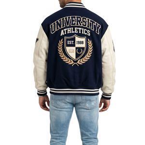 Pro Quality Breathable Navy Blue Varsity <b>Jacket</b> A V Patch Embroidery White Sleeve Letterman Coat Classic Baseball <b>Jackets</b> - Product Image 2